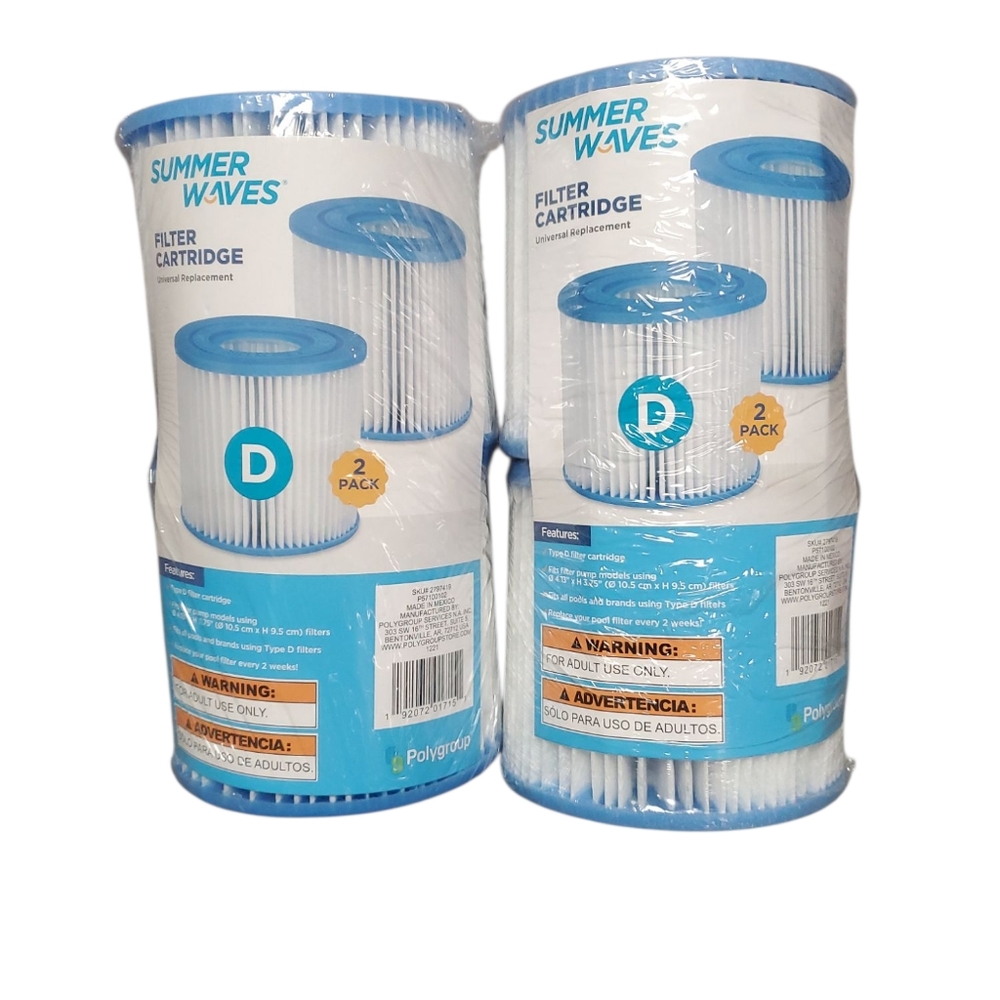 Lot of 2 Summer Waves Swimming Pool TYPE D Filter Cartridge 2 Pack Each Sealed